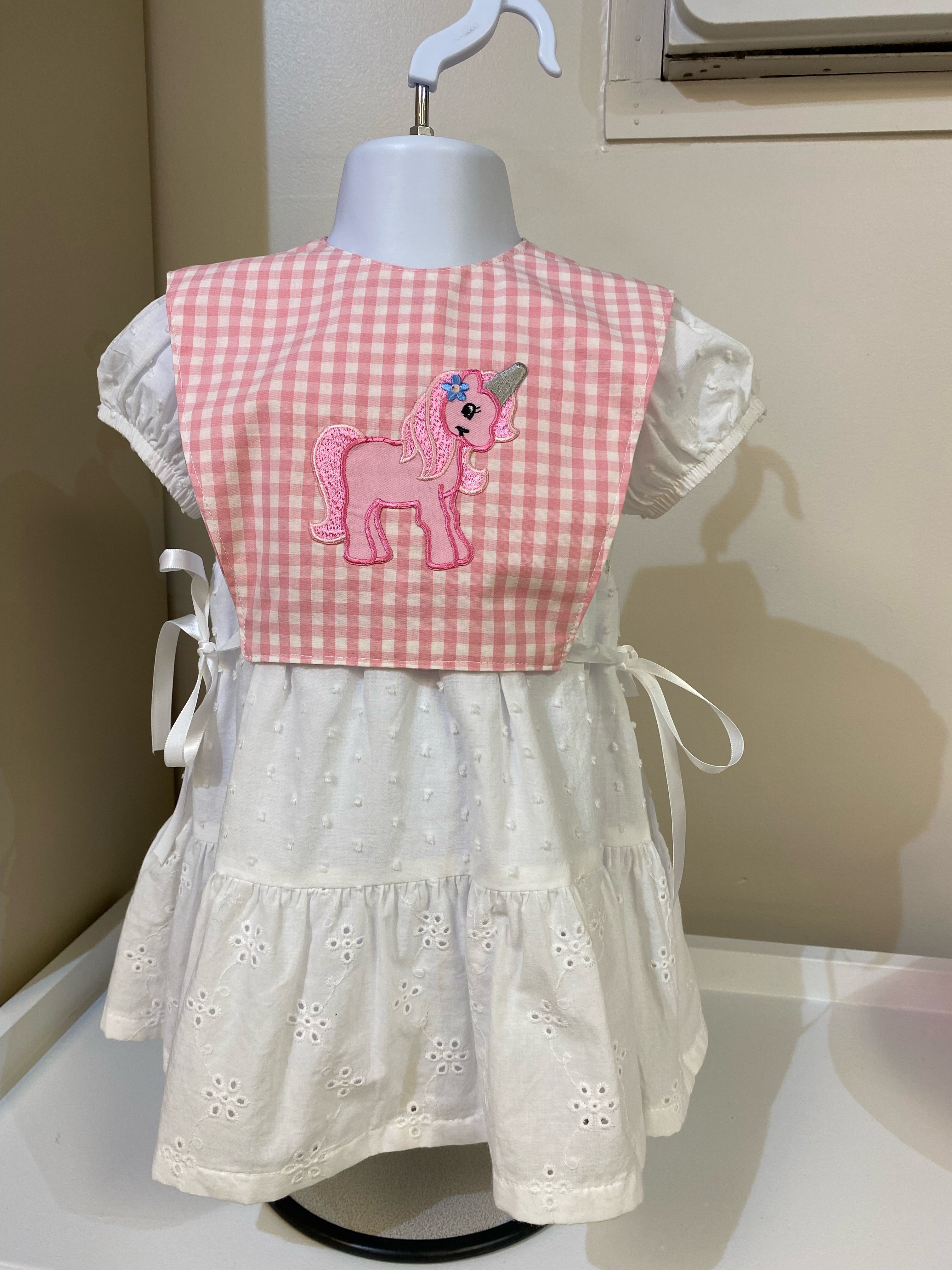 Hand-Made Pink Pinafore With Unicorn