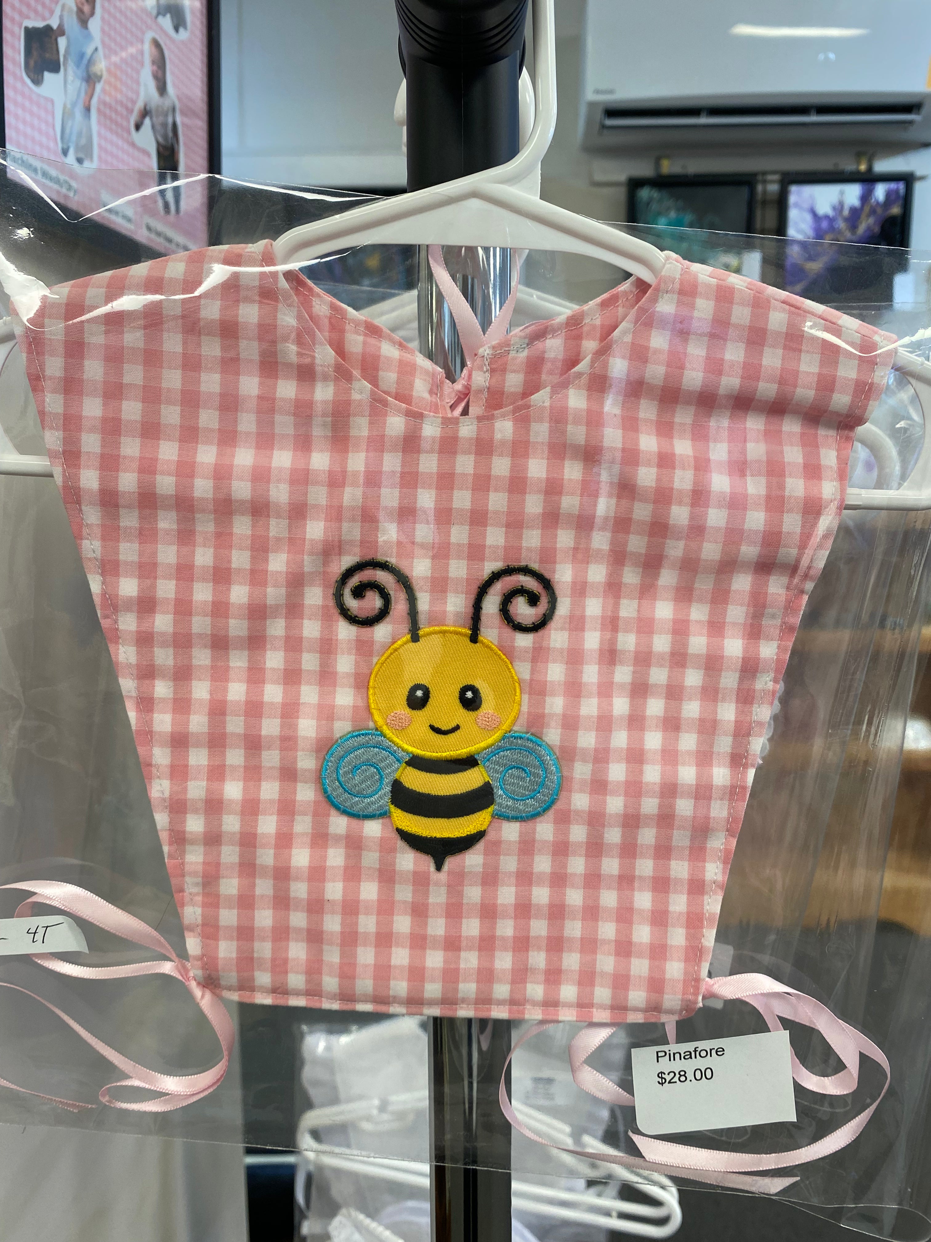 Hand-Made Pink Pinafore With Bee