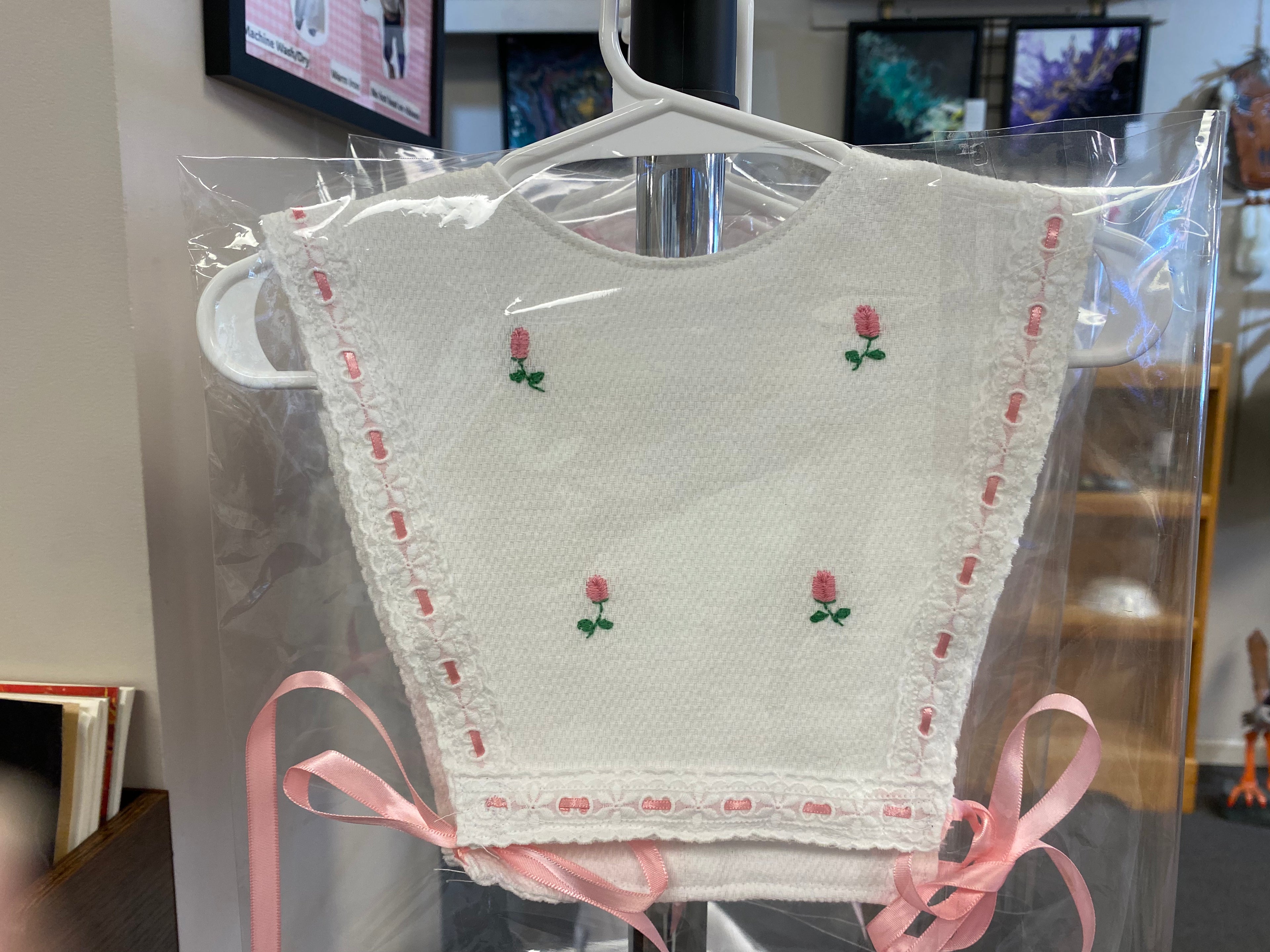 Hand-Made White Pinafore With Roses