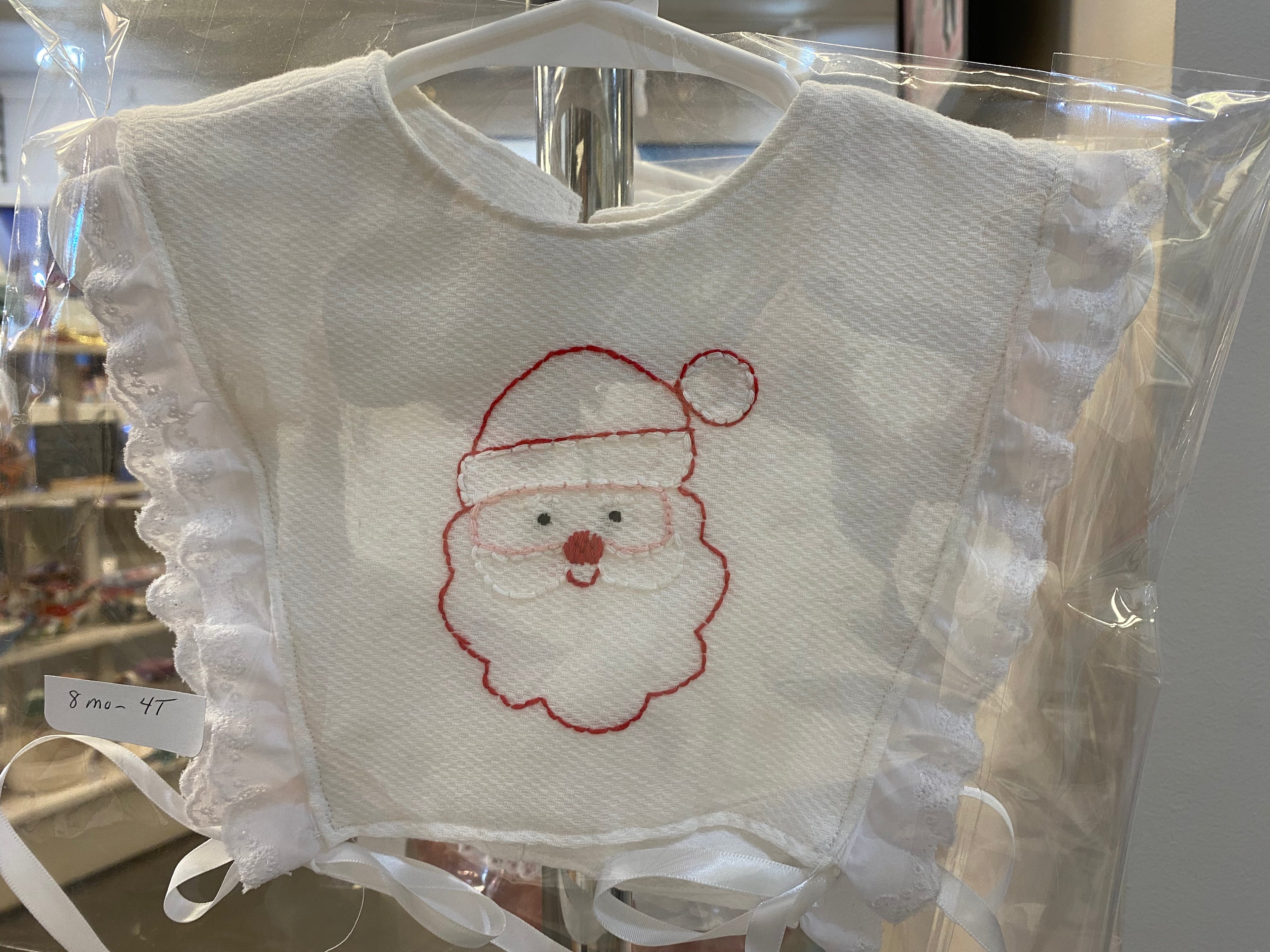 Hand-Made White Pinafore With Santa Claus