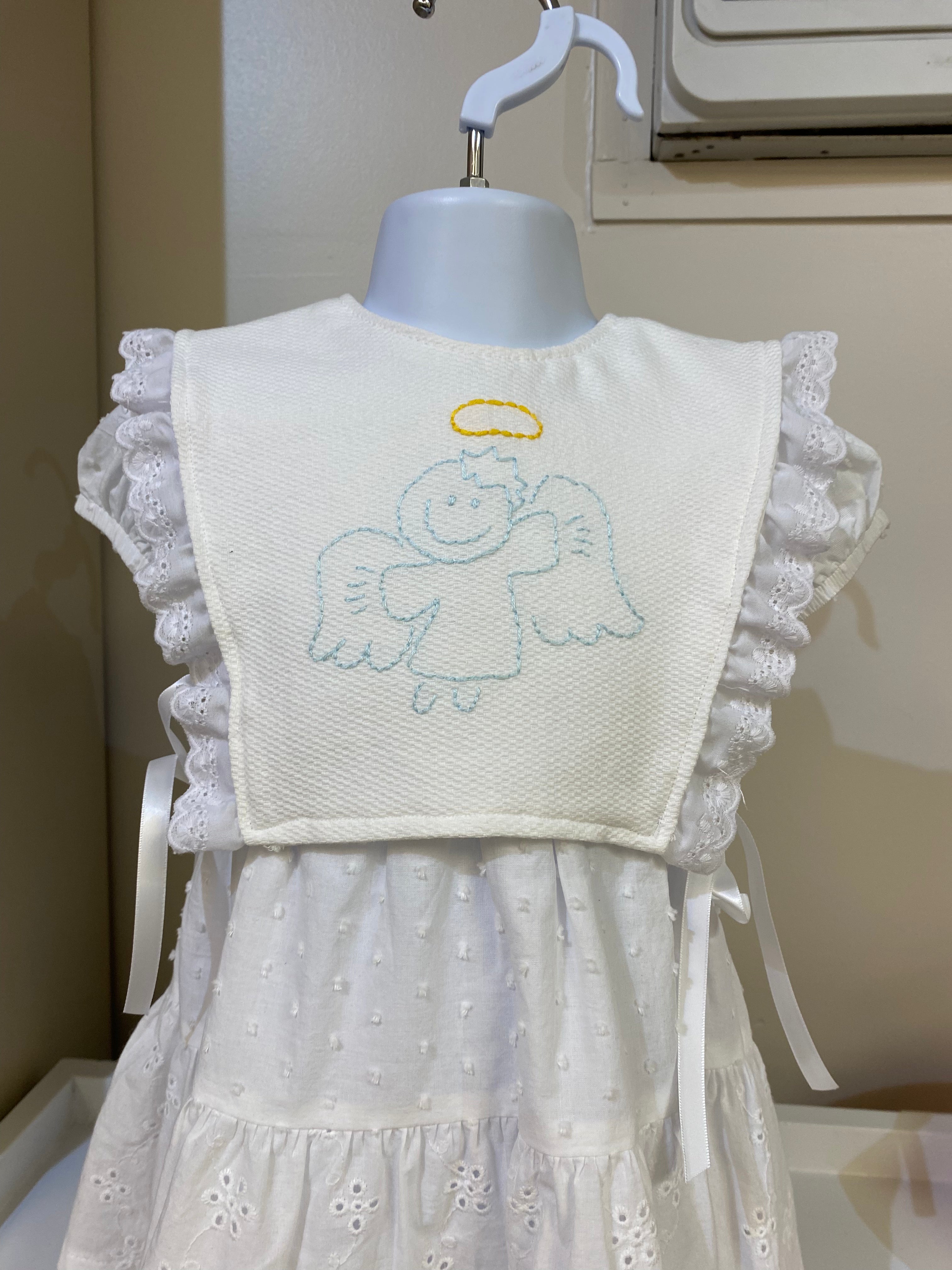 Hand-Made White Pinafore With Angel